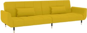 337589 vidaXL 2-местно разтегателно канапе с две възглавници, жълто, кадифе