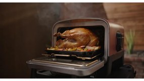Електрическа фурна Ninja Woodfire OO101EU, 2400W, 8 програми, Таймер, LED дисплей, Автоматично изключване, Червен/Черен
