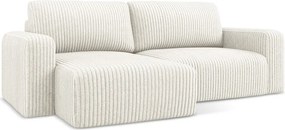 Кремав сгъваем/с място за съхранение ъглов диван от рипсено кадифе (ляв ъгъл) Kona – Makamii