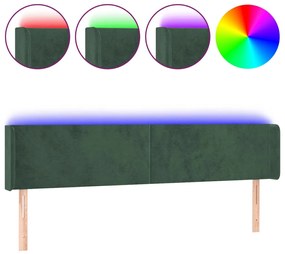 3123019 vidaXL LED горна табла за легло, тъмнозелена, 183x16x78/88 см, кадифе