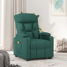 3093473 vidaXL Изправящ масажен стол, тъмнозелен, текстил