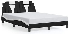 3208094 vidaXL Рамка за легло Viana без матрак, черна, бяла, 140x190 см изкуствена кожа