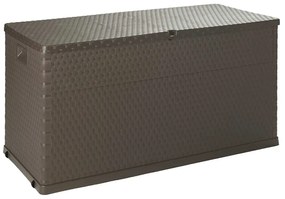 43710 vidaXL Градински сандък за съхранение, кафяв, 120x56x63 см, PP ратан