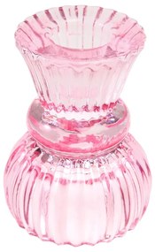 Нисък розов стъклен свещник - Rex London