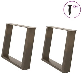 Sonata H Крака за масичка за кафе, U-образни, 2 бр., естествена стомана, 60 x (42-43) см, стомана