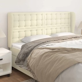 3118066 vidaXL Горна табла с уши, кремава, 203x23x118/128 см, изкуствена кожа