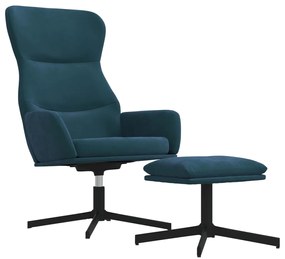 3097494 vidaXL Релакс стол с табуретка, син, кадифе