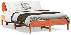 3328237 vidaXL Рамка за легло без матрак, восъчнокафяв, 120x200 см, бор масив