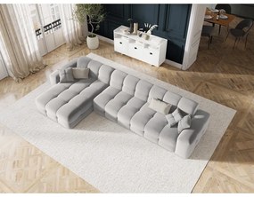 Ъглов диван от светлосиво кадифе (ляв ъгъл) Kendal - Micadoni Home