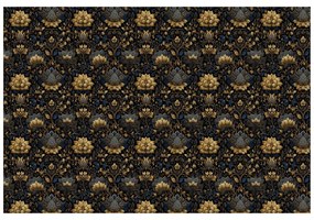 Фототапет – Златни цветя на тъмен фон