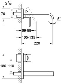 Кран за мивка стена Grohe Allure-Дължина 22 см.
