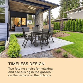 Blumfeldt Almeria Garden Chair, сгъващ се стол, комплект 2 броя, 56,5 x 107 x 68 cm, ComfortMesh, цвят антрацит