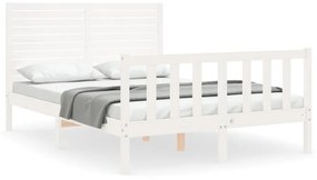 3193177 vidaXL Рамка за легло с табла бяла 4FT Small Double масивна дървесина