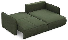 Зелен разтегателен ъглов диван с място за съхранение (десен ъгъл) Nanea – Makamii