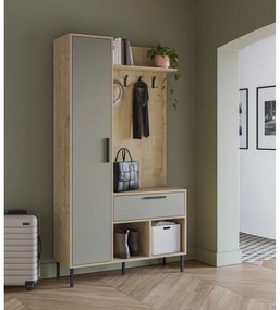 Зелено-естествен комплект за коридор от декор от дъб 108x195x35 cm Heidy – Marckeric