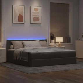 3312240 vidaXL Османска легло с матрак и LED, таупе, 160x200 см, плат