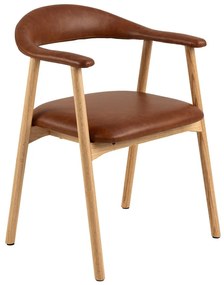 Кафяв коняк/естествен трапезен стол от имитация на кожа Addi – Actona