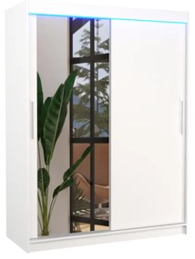 Гардероб с плъзгащи врати с огледало ROSATO, 150x200x58, бял