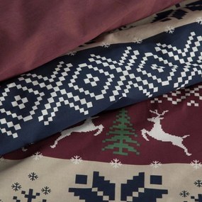 Коледен памучен комплект чаршафи с норвежки елен и дърво Ширина: 140 см | Дължина: 200 см
