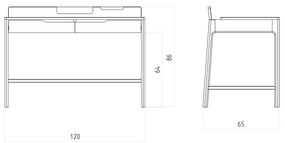 Работна маса от масивен дъб 65x120 cm Twig – The Beds