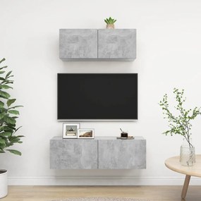 3079122 vidaXL Комплект ТВ шкафове от 2 части, бетонно сив, инженерно дърво