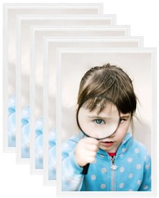 332593 vidaXL Фоторамки за колаж, 5 бр, за маса, бели, 21x29,7 см, МДФ