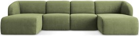 Зелен шенилов ъглов диван (U форма) Lani – Makamii
