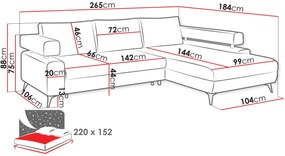 Ъглов диван Rosa-Светло сиво-Ляво