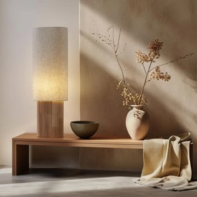 Japandi подова лампа дърво с ленен абажур 90 см - Lamel