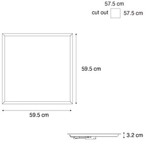 Вграден LED панел бял квадратен вкл. LED 3000K - 6500K с DIP превключвател - Seagal