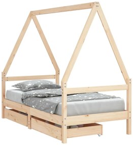 834474 vidaXL Рамка за детско легло с чекмеджета 80x160 см бор масив