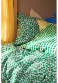 Зелено памучно спално бельо от сатен за единично легло 140x200 cm Pleasantly - JUNA