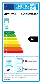 Фурна за вграждане Smeg SOP6902S2PX, 3000W, 68 л, Клас A++, 12 функции и 5 нива на готвене, Готвене чрез Комбинирана пара, Самопочистване, Таймер, 30-280C, Инокс