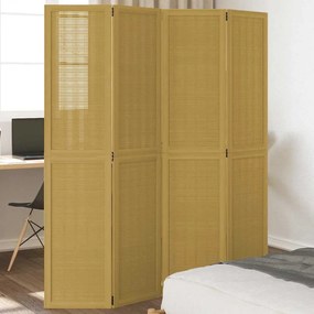 358818 vidaXL Разделител за стая, 4 панела, кафяв, дърво пауловния масив