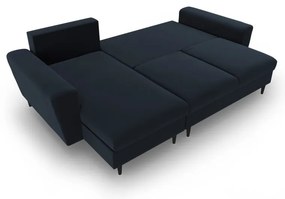 Тъмносин кадифен разтегателен ъглов диван с място за съхранение Kyoto – Cosmopolitan Design