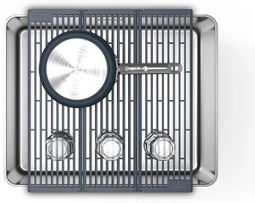 Сива регулируема пластмасова решетка за оттичане за мивка 43x13 cm Platform – Joseph Joseph