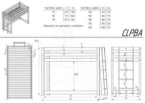 Повдигнато детско легло от борова дървесина 80x200 cm CLPBA - Adeko
