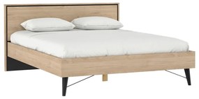 Двойно легло от дъбов декор с включена подматрачна рамка в естествен цвят 160x200 cm Ry – Tvilum
