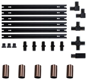 Модерна релсова система за осветление с 5 тъмно бронзови прожектора 1-фазов GU10 50mm - Iconic Ruby