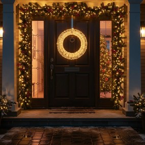 Коледна висяща лампа венец сребро 45 см вкл. LED IP44 - Nawa