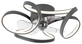 Вентилатор за таван черен 55 см вкл. LED димируем с дистанционно управление - Mandy