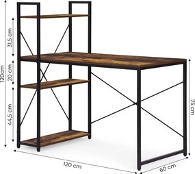 Маса за работа и игра с рафтове 120 x 60 cm Черен