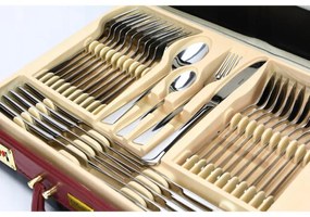 Комплект прибори за хранене Kinghoff KH 3520, 72 части, За 12 човека, Куфар, Неръждаема стомана, Сребрист
