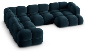 Тъмносин кадифен ъглов диван (ляв ъгъл/U форма) Loretto – Cosmopolitan Design