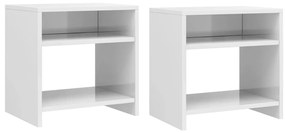 800022 vidaXL Нощни шкафчета, бял гланц, 2 бр, 40x30x40 см, инженерно дърво
