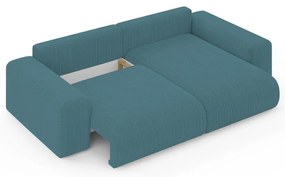 Тюркоазен ъглов диван с място за съхранение от рипсено кадифе Luma – Ropez