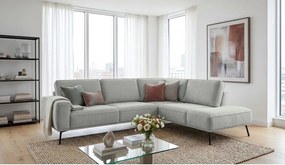 Светлосив шенилов ъглов диван (десен ъгъл/L форма) Amsterdam – Scandic