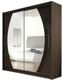 Плъзгащ се гардероб CARLA IV с огледало, 180x215x57, шоколад