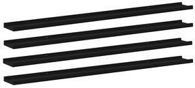 326671 vidaXL Стенни рафтове, 4 бр, черни, 115x9x3 см