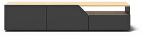 ТВ масичка с дъбов плот в черно и натурално 180x38 cm Verone - TemaHome